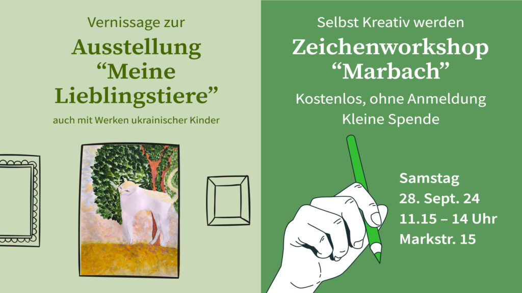 Vernissage Ausstellung Meine Lieblingstiere und Zeichenworkshop im TreffQ